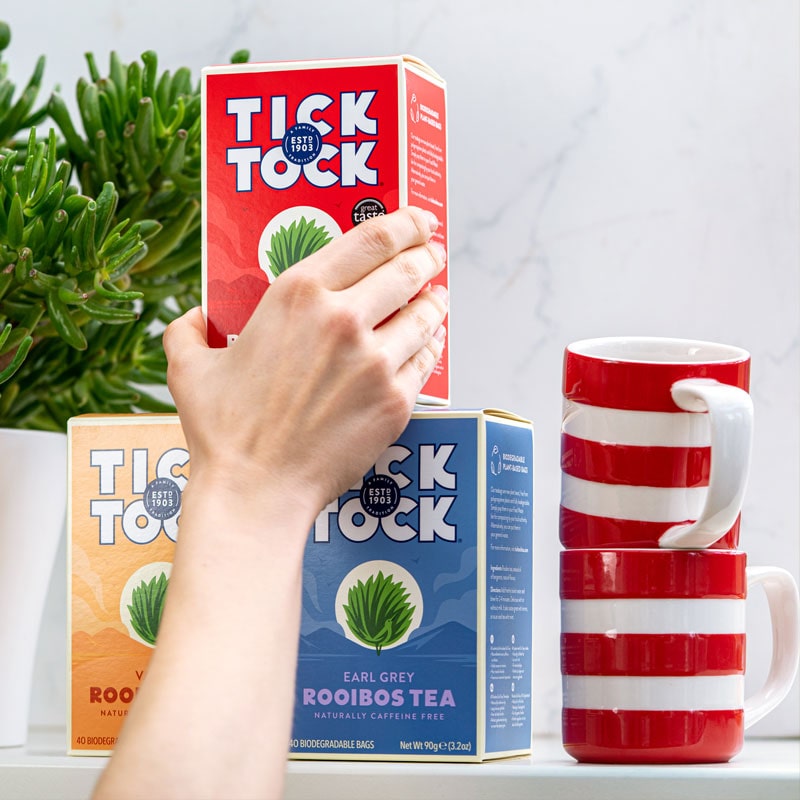 Tick Tock teas on a shelf