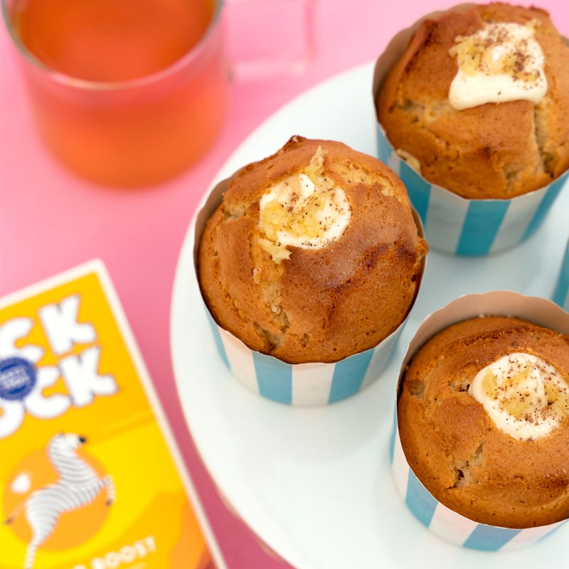 Ginger Cheesecake Muffins with Tick Tock Ginger Boost Tea
