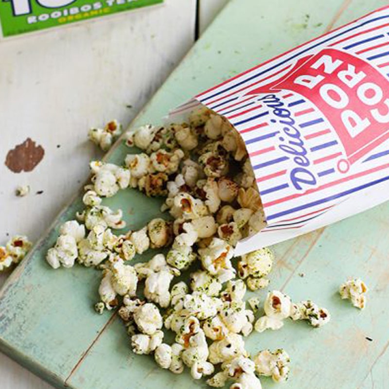Green Rooibos, Matcha and Rosemary Popcorn